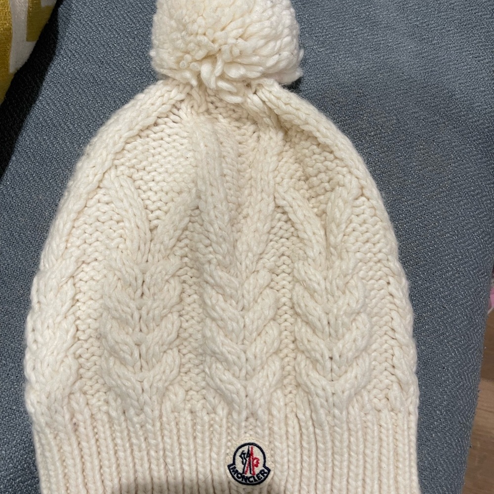 Moncler cream beanie